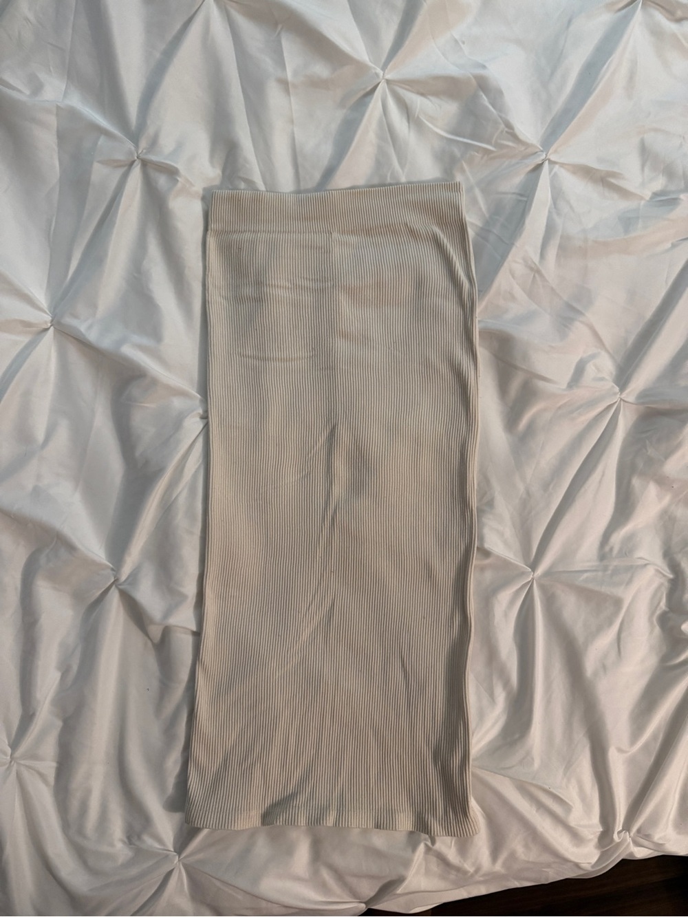 Cream Midi Ribbed Knit Tube Sexy Skirt Off white